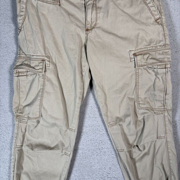 Polo Jeans Co Ralph Lauren Cargo Capris Women Size 32x21 Khaki Tie Ankle Utility - Picture 3 of 14